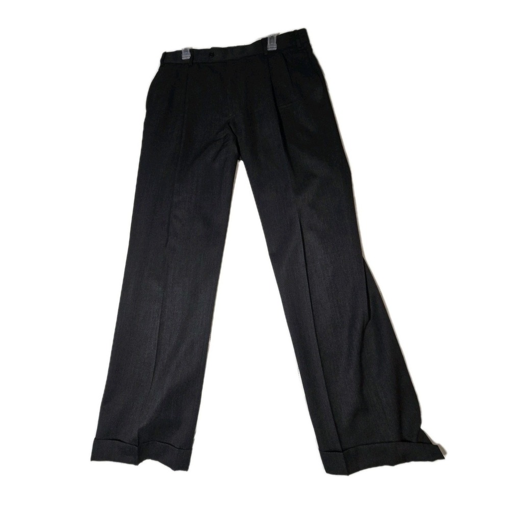 Brooks Brothers Mens Wool Dress Pants Charcoal W37 L32 Pleated Cuffed